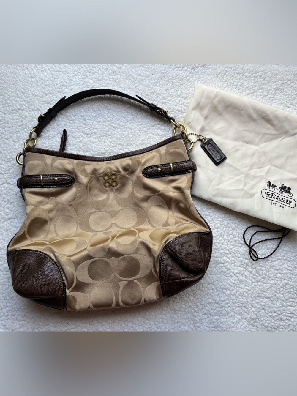 Coach Vintage Y2K Beige C Monogram Signature Canvas Peyton Hobo Shoulder Bag